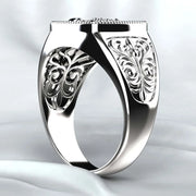 New Men's Engraved Silver Animal Facility Ring