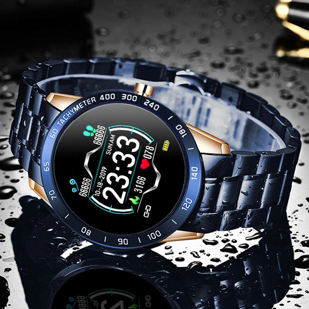 LIGE Steel Band Smart Watch Men Fitness Tracker