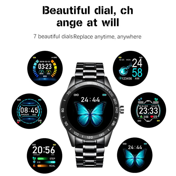 LIGE Steel Band Smart Watch Men Fitness Tracker