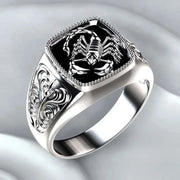 New Men's Engraved Silver Animal Facility Ring