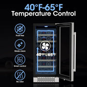 15 Inch Wine Cooler Dual Zone 28 Bottle Wine Cooler Refrigerator