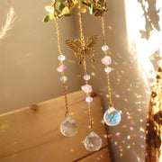 New Vine winding Butterfly Crystal Wind Chime Star Moon Hanging Rainbow Chaser