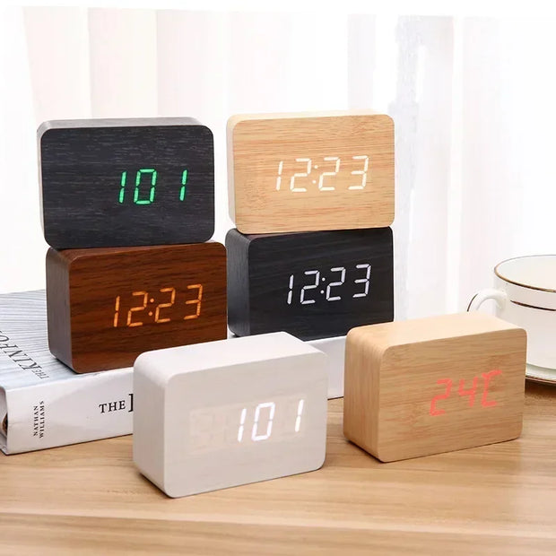 Fashion Alarm Clock LED Wooden Watch