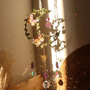 New Vine winding Butterfly Crystal Wind Chime Star Moon Hanging Rainbow Chaser