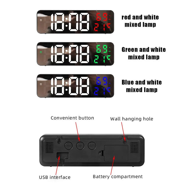 Led Digital Wall Clock Large Screen Wall-Mounted